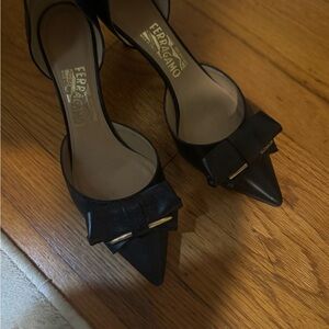 Salvatore Ferragamo Black D’orsay Pointed Heels